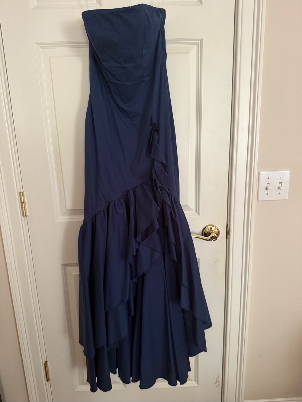 Strapless blue dress